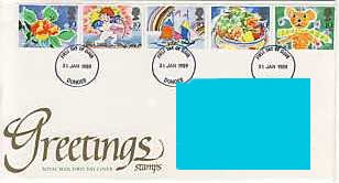 1989 GB - FDC RML - Greetings Strip (from FY1) - Addressed